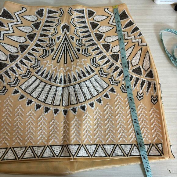 Bebe Embellished Mini Skirt Size 4 Sequin Embroidered Fitted Party Geometric - Picture 4 of 10